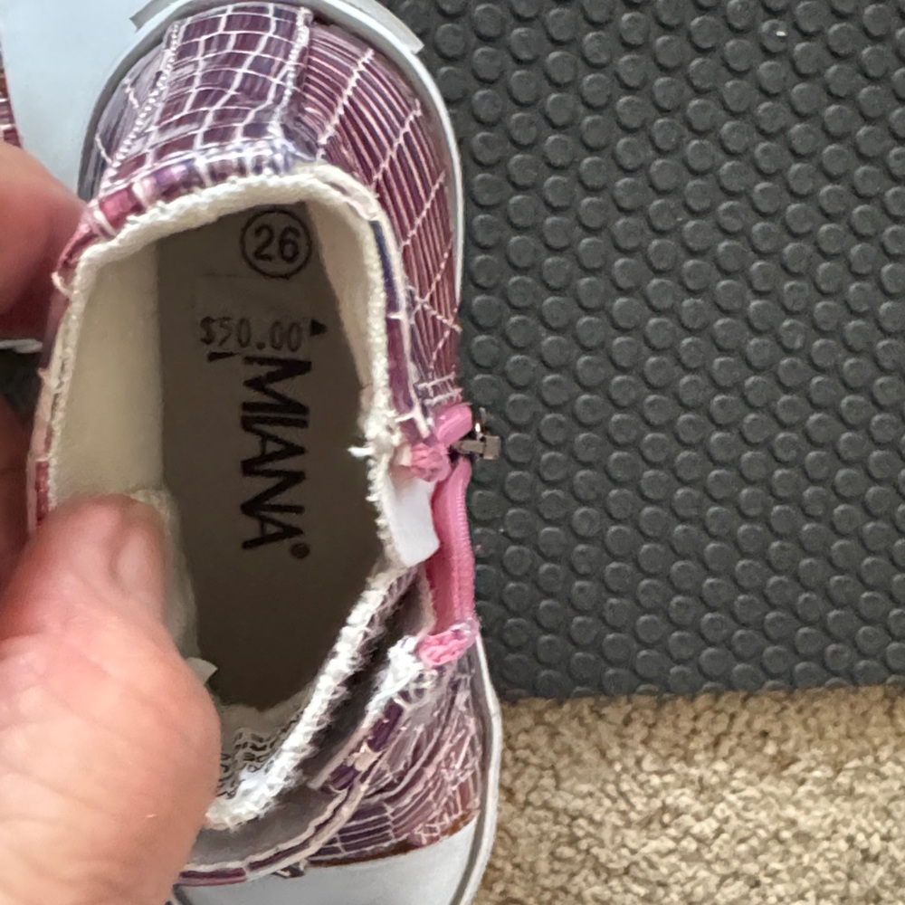 Amiana Pink Patterned Girls' High-Top Sneakers with Buckle Straps - Picture 3 of 4